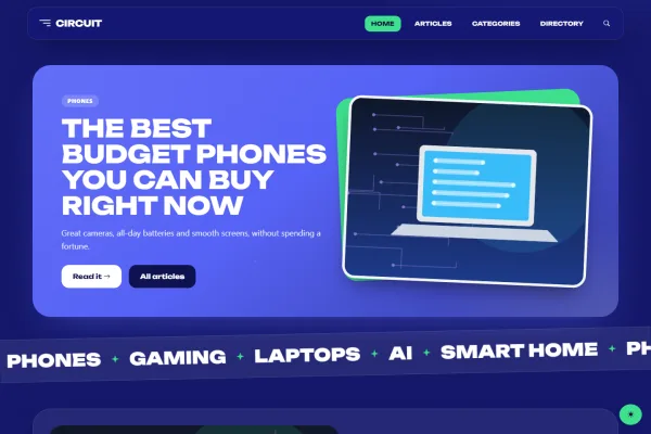 The Lobby theme demo: a sample blog home page
